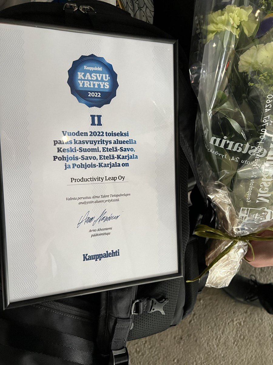 Productivity Leap oli aluekohtaisella Kauppalehden Kasvajat -listalla paras IT-yritys. Kokonaistuloksissa olimme sijalla 8. 

Kauppalehti jakoi Productivity Leapille myös kunniamaininnan 117% vuosittaisesta kasvusta!