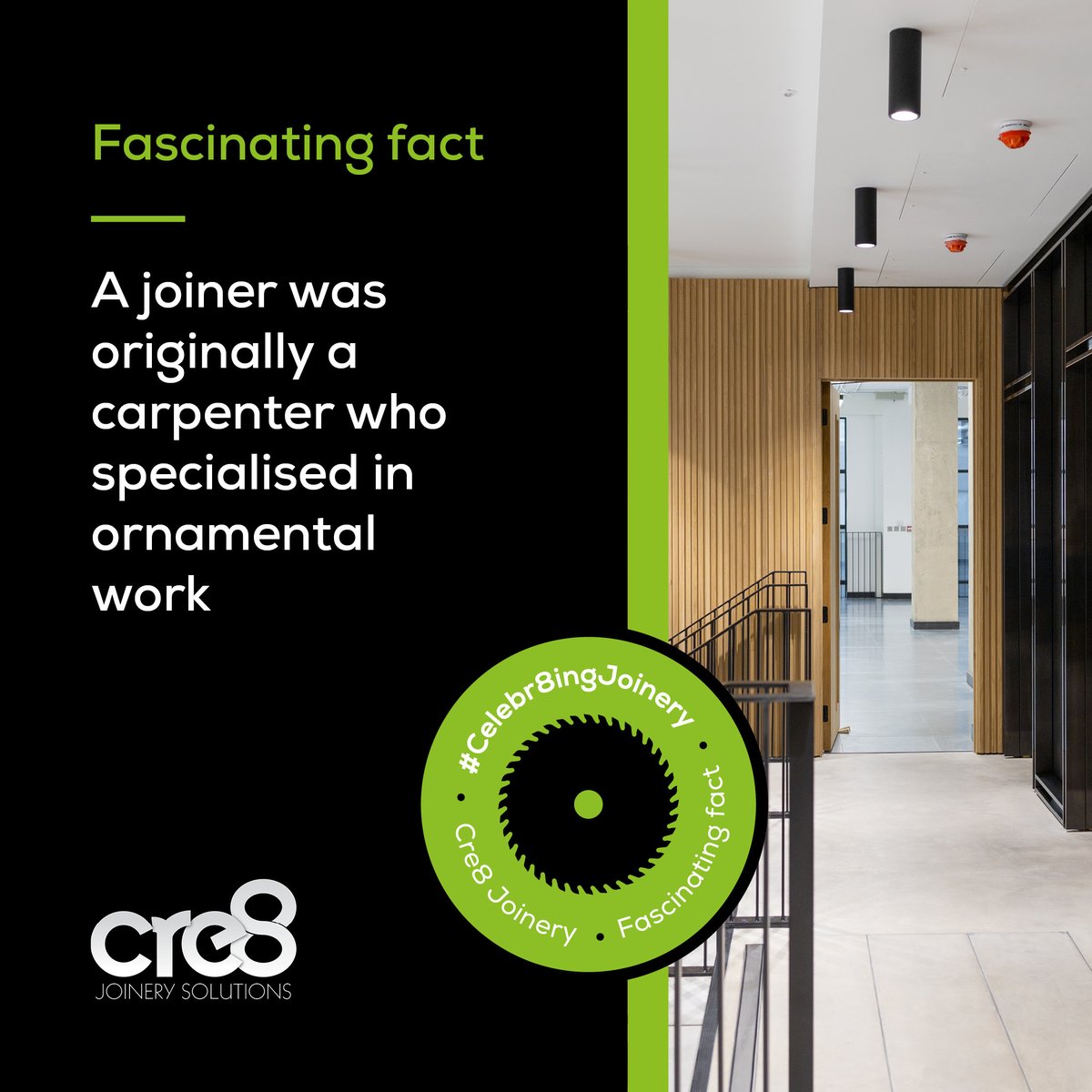 Cre8Joinery's tweet photo. As part of our #Celebr8ingjoinery campaign, we wanted to share some facts about the trade we love so much, check out our first one here and keep your eye out for more to follow. 

https://t.co/dvlInGB1or

#joinery #joiners #ukjoinery #ukjoiners #joinerysolutions https://t.co/okSATCNLGR