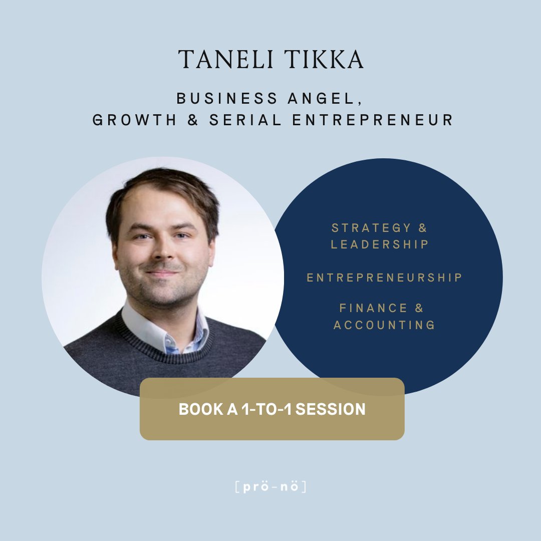 prono_fi's tweet photo. See who's on Prönö! And available for 1-to-1 sessions 🙌🤩
Business angel, growth &amp; serial entrepreneur, Taneli Tikka!

Do you need any advice in entrepreneur, leadership, strategy or finance?💡🧠📈🚀 
Check out how Taneli can help you and book a session!

https://t.co/Z22Q4VGphX https://t.co/gNpFcUAJWO