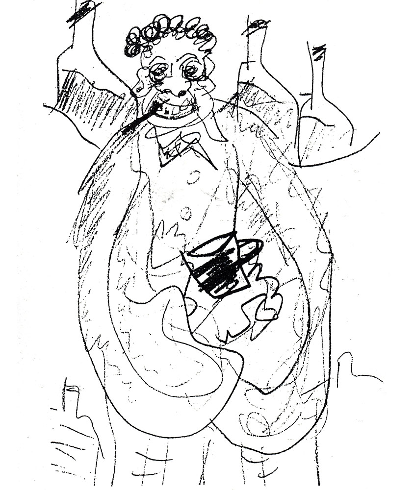Dylan Thomas' self-caricature (1943)