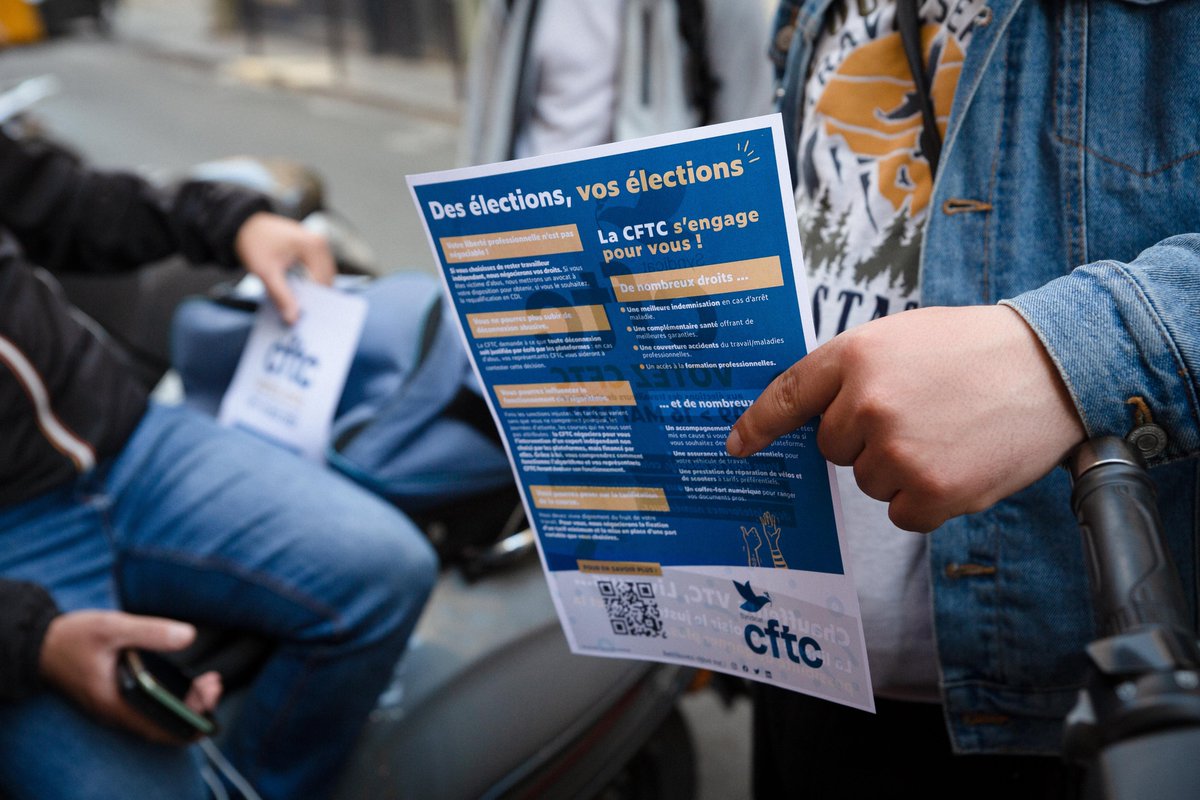 SyndicatCFTC's tweet photo. Un village #CFTC a eu lieu à Paris mardi 10 mai - de 18h à 23h.
Nos militants sont allés directement à la rencontre des livreurs pour les élections.
L’élection se fait par vote électronique.
Je suis Chauffeur VTC : https://t.co/YdhNyhANk5
Je suis livreur : https://t.co/QirCskXOSd https://t.co/mSZfLa6bwb