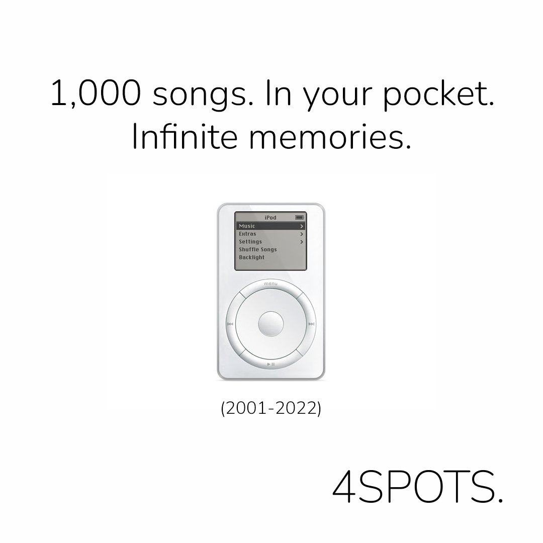 4SPOTS's tweet photo. Share your memories of your first iPod. What were the playlists you had? #4SPOTS #DigitalAgency #AgencyLife #ipod #Apple https://t.co/M760RRLgqJ