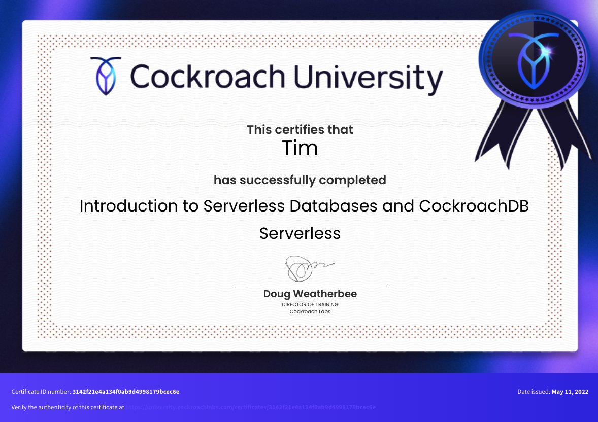codewithtim's tweet photo. @CockroachDB https://t.co/XyQnDV6pe9
