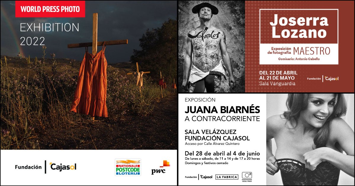 Nuestra sede de #Sevilla acoge tres magníficas #exposiciones de #fotografía 

📷 Maestro, de <a href="/joserralozano/">JOSERRA LOZANO</a>
📷 Juana Biarnés. A contracorriente
📷 <a href="/WorldPressPhoto/">World Press Photo</a>
 
👉 De lunes a sábado de 11 a 14 y de 17 a 20 horas.
Entrada libre.