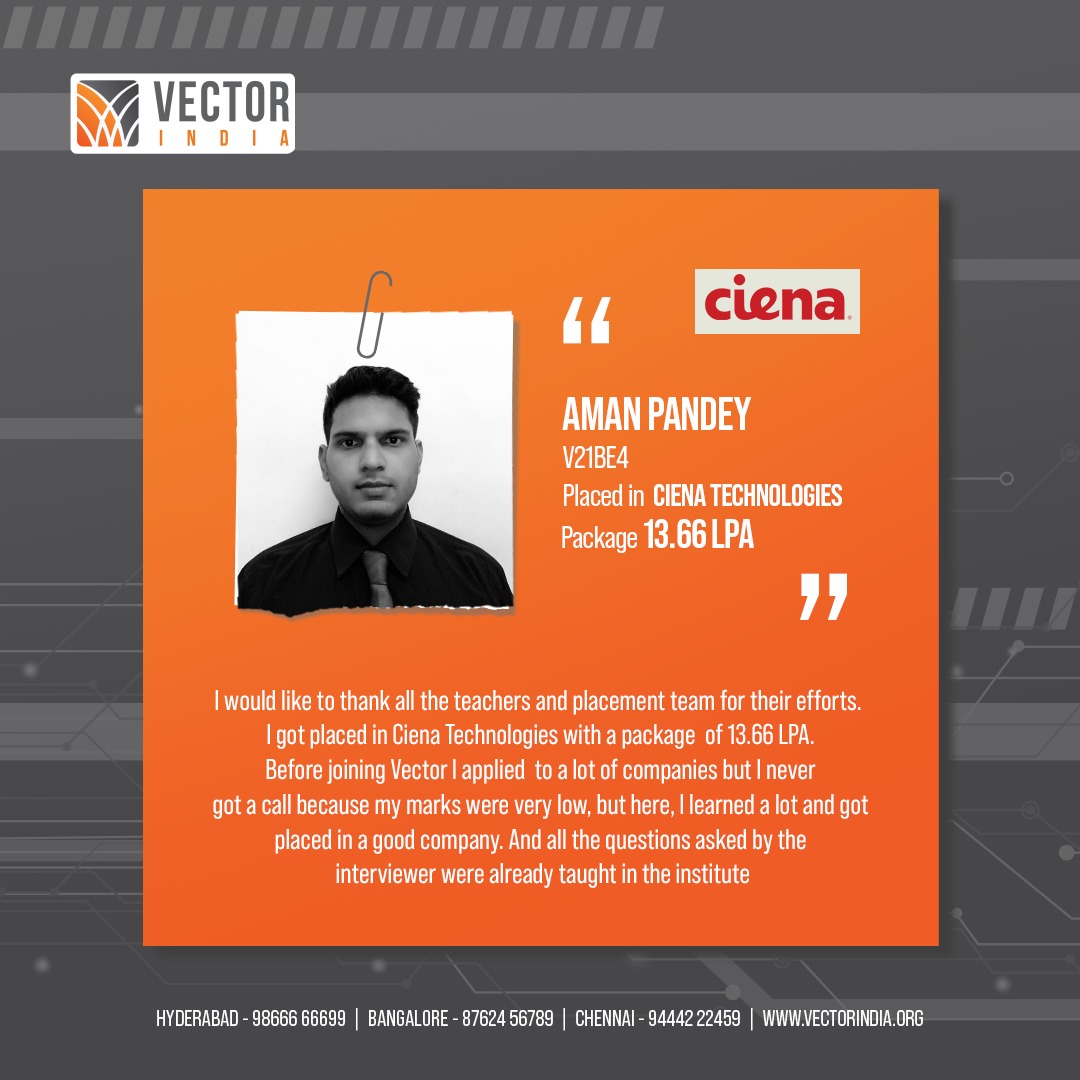 Vector_India's tweet image. We congratulate Aman Pandey and our entire team of lecturers and placement cell on this.
Apply to our FREE online entrance examination today at vectorindia.org
Date of Test: 22nd MAY 2022 (Sunday)
#VectorIndia #embeddedsystems #embeddedapplication #studenttestimonials