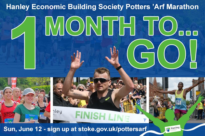 There's still time to sign up for the Potters 'Arf! We are just 1 month away from the iconic Hanley Economic Potters 'Arf Marathon, which takes place on Sun 12 June 2022 Runners, walkers, relay teams and junior race entrants can visit stoke.gov.uk/pottersarf to book their places