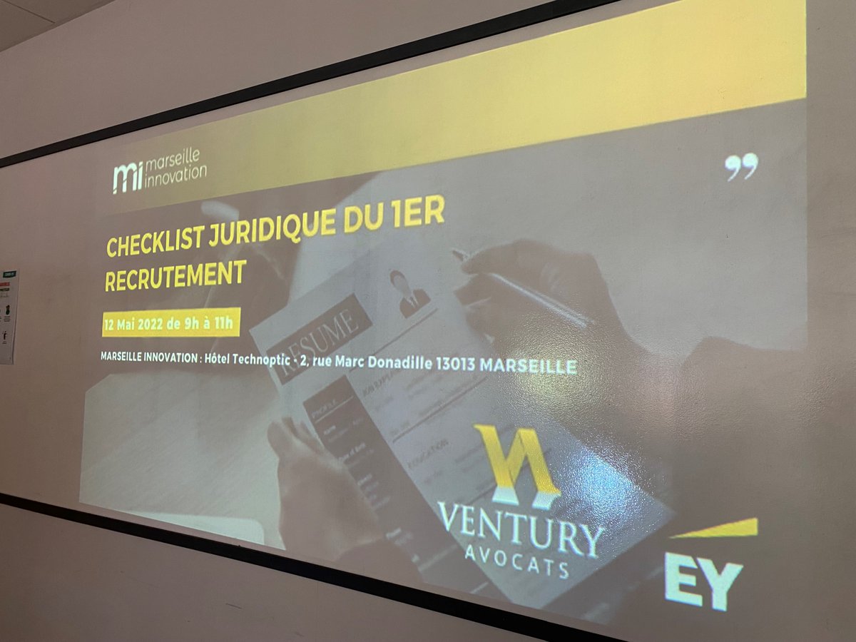 marseilleinnov's tweet photo. 🥐𝗣𝗲𝘁𝗶𝘁-𝗱𝗲𝗷 : Chez @marseilleinnov, intervention de notre #Mipartner @VENTURY_Avocats !
Laurent-Attilio Sciacqua vous donne les astuces #juridiques pour réussir son 1er #recrutement !
🗓️Prochain event avec @VENTURY_Avocats le 19 Mai sur la #négociation grand compte ! https://t.co/9HOclH7Aob