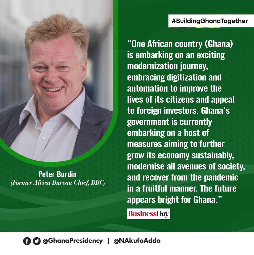 GhanaPresidency's tweet photo. Ghana commended for its digitisation agenda and management of the economy amidst the pandemic.
#BuildingGhanaTogether 
#BouncingBackTogether https://t.co/kSPt2rWGOI