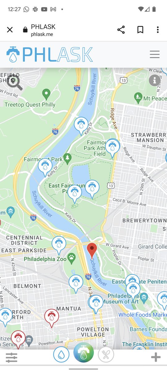 PHLASKecosystem's tweet photo. @_ntab @SchuylkillBanks @myphillypark @PhillyH2O Additionally, here is a map with the tap locations along the Schuylkill https://t.co/aF4B6SrcLk