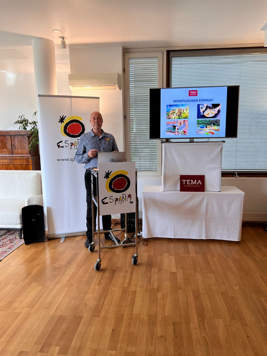 🆙 Yesterday we held a presentation with TEMA Matkat at the Spanish Embassy in Finland about the new travel experiences that TEMA will offer in Spain: hiking🚶♀️, cycling 🚵 and gastronomic 🥗 activities in the Basque Country, Mallorca and Andalusia.

#YouDeserveSpain https://t.co/pF0GBl2JHa