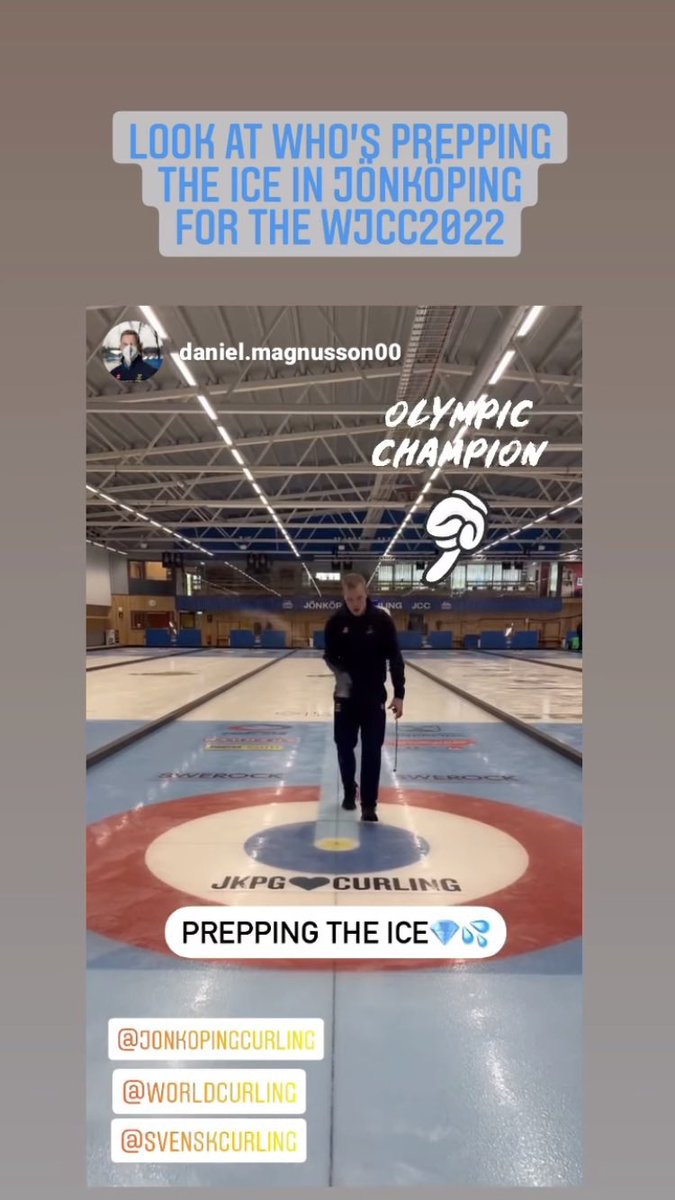 ICYMI: reigning Olympic & World Champ Daniel Magnusson aka Super Spare Extraordinaire for @TeamNiklasEdin is one of the ice techs for #WJCC2022 🥌💙💛🇸🇪 Go Daniel! #thankyouicecrew #icetechlife #icemaker #curling #Jönköping #Sweden