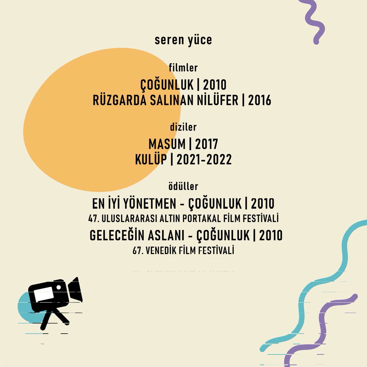 BUGÜN!
Söyleşi öncesi 17.00'de MAVA TV Stüdyo'da gerçekleşecek açılışa davetlisiniz! 
Sonrasında 18.00'de Rüzgarda Salınan Nilüfer, Masum ve Kulüp gibi bir çok dizi ve filmin yönetmenliğini yapmış Seren Yüce ile bir araya geleceğimiz söyleşimiz gerçekleşecek. 
Kaçırmayın!
📽🤍