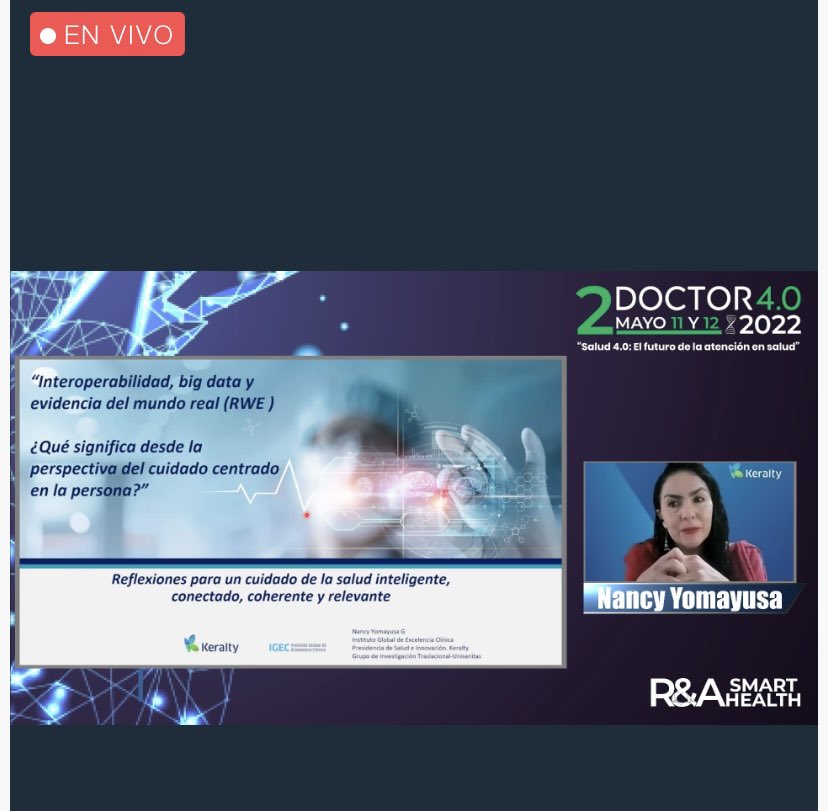 RozoAsociados's tweet photo. 👉🏼Iniciamos este segundo día con la Dra. Nancy Yomayusa, Directora Científica Instituto Global de Excelencia Clínica en la presidencia de salud e innovación Keralty.
Una mirada hacia la interoperabilidad desde el cuidado centrado en la persona.
#Doctor4.0 https://t.co/vzHOIMPqmm