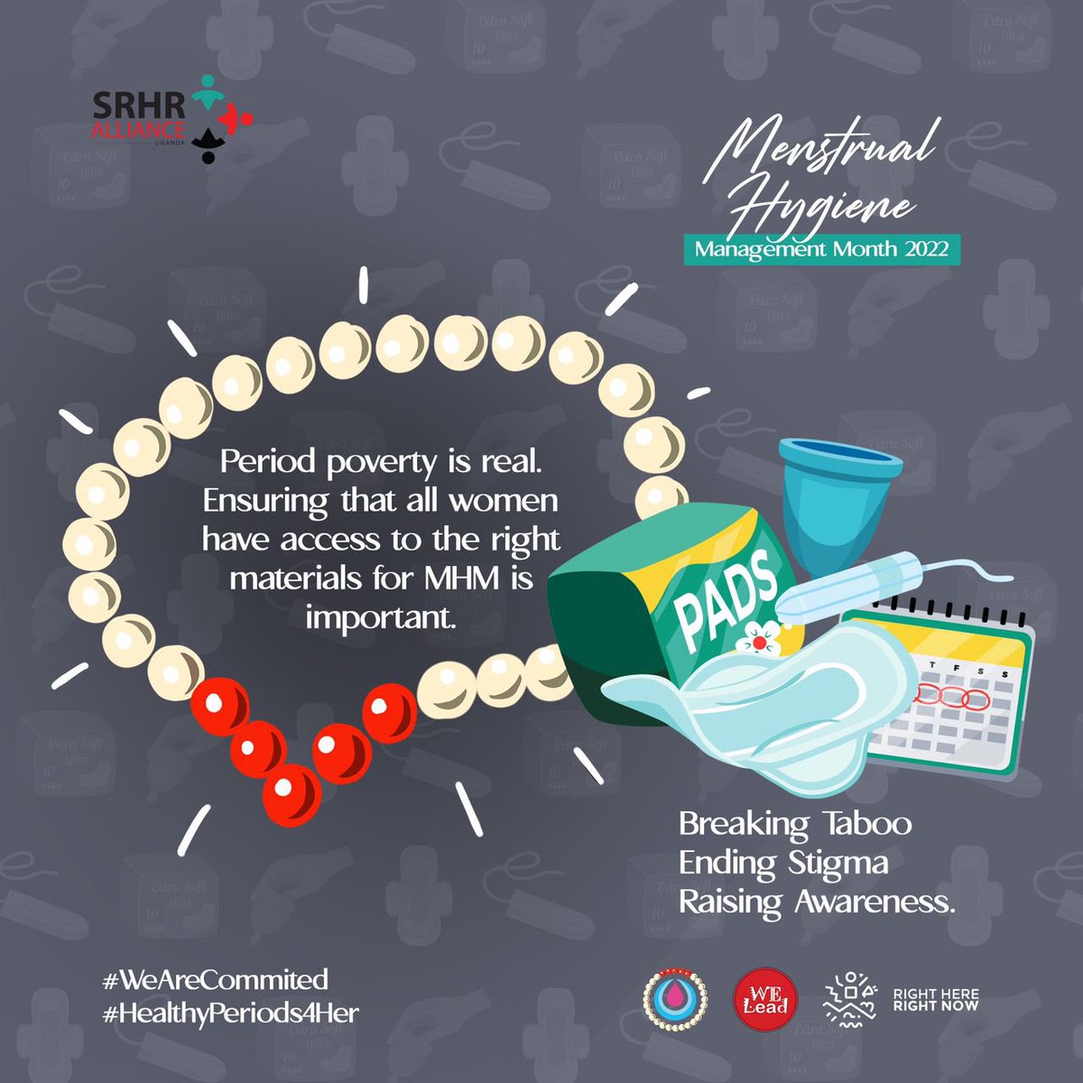 Period poverty is inadequate access to menstrual health care and sanitation, as well as the stigma and shame surrounding menstruation that prevents menstruating women from fully participating in society.
#WeAreCommitted 
#HealthyPeriod4Her 
#WeLeadOurSRHR