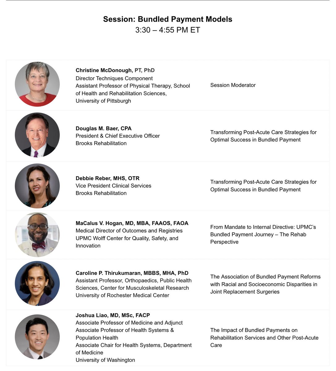 LeaRRn Rehabilitation Network (@learrnnetwork) on Twitter photo Register now for our free 2022 Virtual Institute! bit.ly/3M0Tncl
Day 1, June 21, Session "Bundled Payment Models" features presentations & discussions with researchers & health centers <a href="/BrooksRehab/">BrooksRehabilitation</a> <a href="/UPMC/">UPMC</a> <a href="/UPMC/">UPMC</a> <a href="/URochester_SMD/">URochester SMD</a> <a href="/CPThirukumaran/">Caroline P. Thirukumaran</a> <a href="/UWMedicine/">UW Medicine</a> <a href="/UWDeptMedicine/">UW Department of Medicine</a> Register now for our free 2022 Virtual Institute! bit.ly/3M0Tncl
Day 1, June 21, Session "Bundled Payment Models" features presentations & discussions with researchers & health centers <a href="/BrooksRehab/">BrooksRehabilitation</a> <a href="/UPMC/">UPMC</a> <a href="/UPMC/">UPMC</a> <a href="/URochester_SMD/">URochester SMD</a> <a href="/CPThirukumaran/">Caroline P. Thirukumaran</a> <a href="/UWMedicine/">UW Medicine</a> <a href="/UWDeptMedicine/">UW Department of Medicine</a>