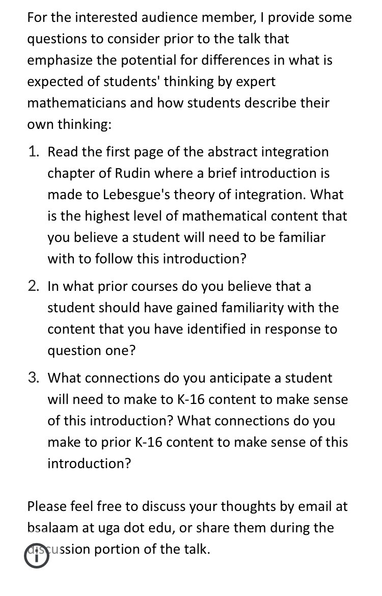 thewordninja_bk's tweet photo. Join us today 5/12 12:30 Pacific for Talk Math With Your Friends featuring @bolanlemath about a novel way to access student thinking. #TMWYF @TMWYFriends @maanow @NCTM @universityofga @HowardU #RUME @PME_NA @AERA_EdResearch
Zoom: https://t.co/DvvNTgeNe8 https://t.co/sN5U25Cezy