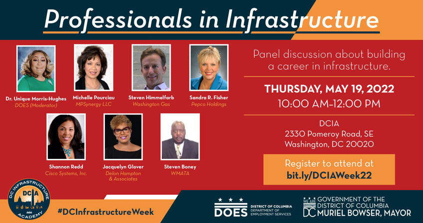 DOES_DC's tweet photo. Join us for a panel discussion with esteemed professionals in infrastructure. They will talk about career insights, mentorship, and the power of leveraging connections. Register at https://t.co/lWKGrMK1Z9 

#DCInfrastructureWeek https://t.co/ngLXiqGAIP