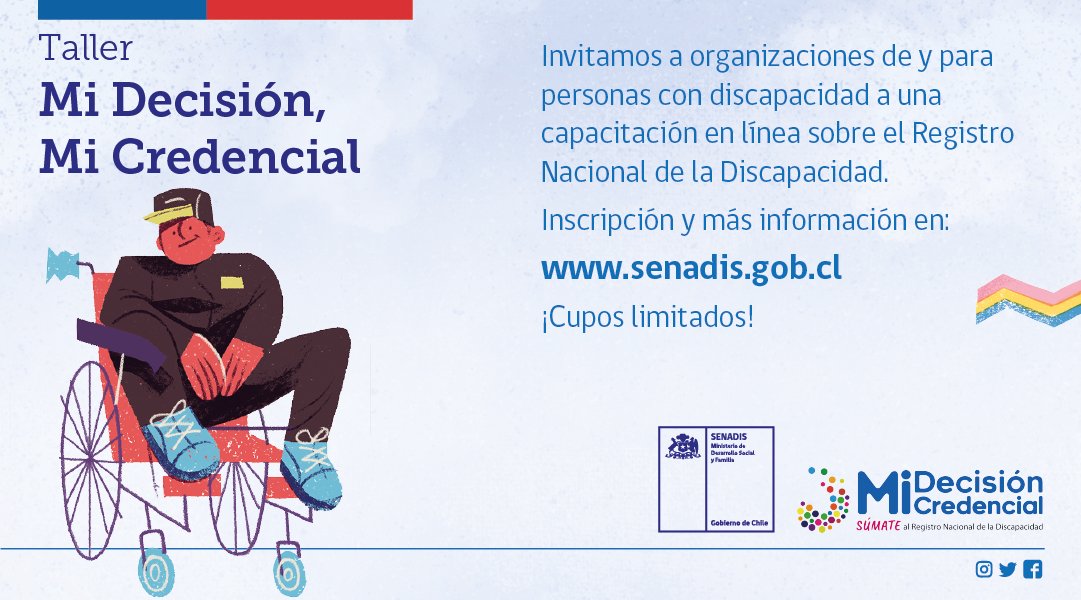 Invitamos a organizaciones de y para personas con discapacidad al Taller “Mi Decisión, Mi Credencial”, capacitación en línea sobre el Registro Nacional de la Discapacidad. Inscripción y más información en bit.ly/3vOZsDt ¡Cupos limitados!