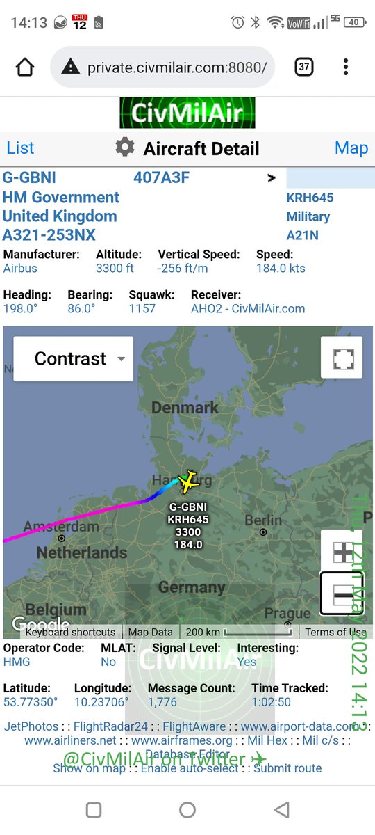 CivMilAir's tweet photo. Boris, that you? ✈ #BorisForceOne inbound Hamburg, Germany

🇬🇧 HM Government
A21N G-GBNI KRH645 https://t.co/hkhmoteZel