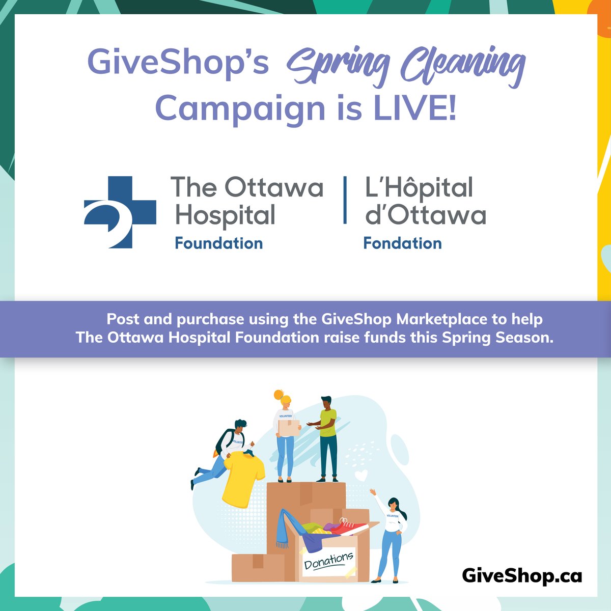 OttawaHospital's tweet photo. It's #SpringCleaning season!
Clear your clutter at @giveshopcanada’s Spring Giving event, and support lifesaving care at our hospital. It's a win-win! 🙌
Click the link below to buy and sell used items to #SupportTOH.
https://t.co/ZO1S0Jdrac https://t.co/Q5EUcgbraH