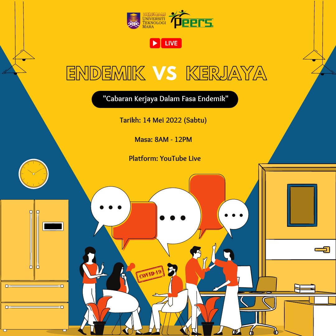 peers_kag's tweet photo. Endemik vs Kerjaya? 

Sukacitanya Kelab Pembimbing Efektif Rakan Sebaya (PEERS) menjemput para mahasiswa untuk menyertai program ceramah Kerjaya Vs Endemik: Cabaran Kerjaya dalam Fasa Endemik! 

Ketetapan program adalah seperti yang berikut: https://t.co/WZ0Ol2bTvs