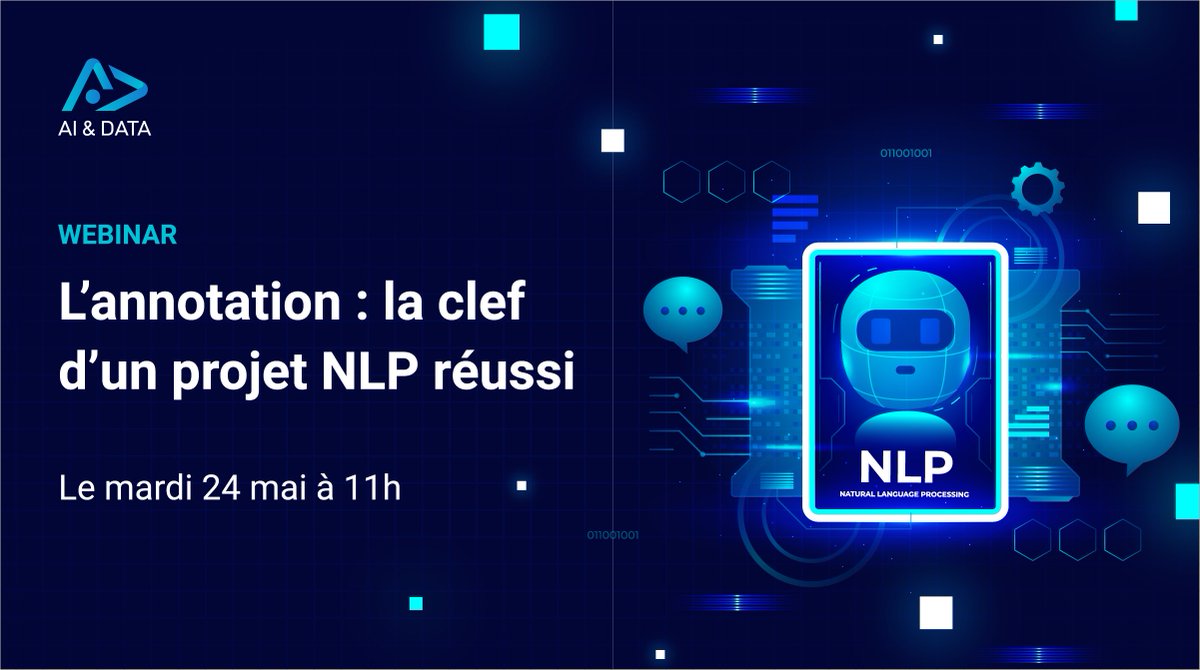 📑 Comment cadrer votre projet NLP en répondant à ces 3 questions : Qui annote ? Qu’annotent-ils ? Comment le font-ils ? 
Découvrez le en vous inscrivant dès maintenant à notre webinar le 24 mai à 11h :  
👉 bit.ly/3MaYpDk

#NLP #datamarketing #annotation #smartdata