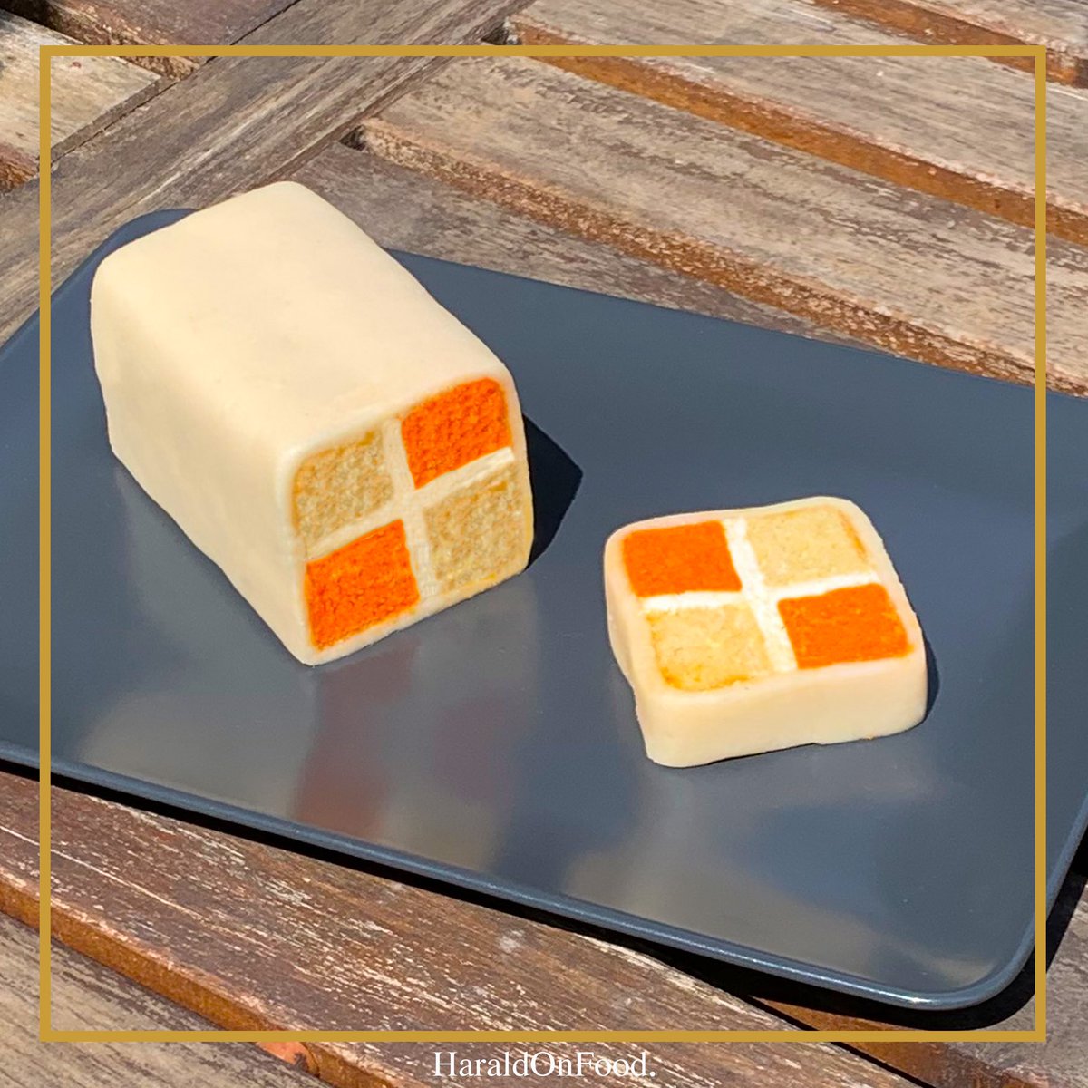 HaraldOnFood's tweet photo. Battenberg!
A classic cake for an afternoon tea.
Being Dutch I obviously had to use orange! 😊
#homebakes #afternoontea #battenbergcake https://t.co/jdTAAe28sX