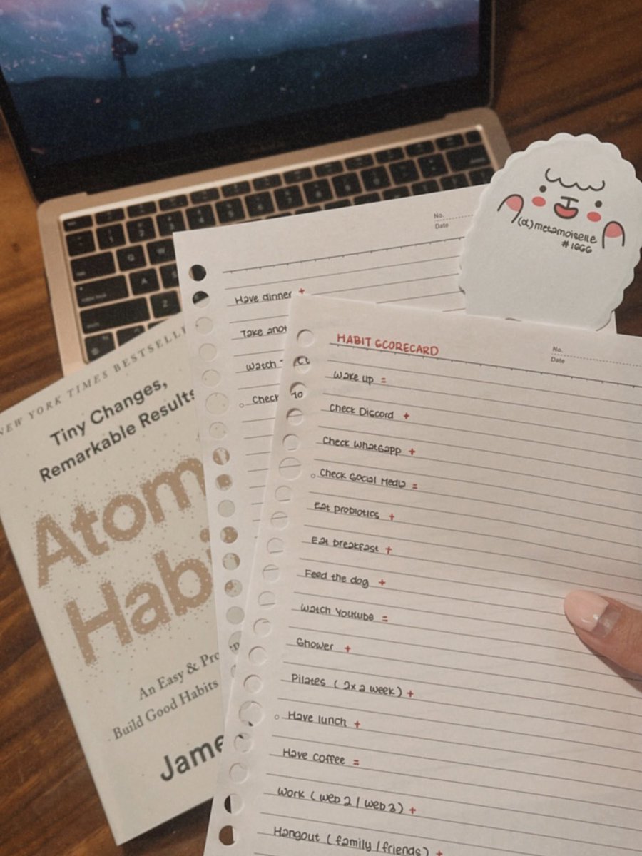 metamoiselle's tweet photo. decided to take a step back from the market and started reading “Atomic Habits” because i wanted to put my time into building myself during the downtime ❤️ 

what a timely #IsekaiQuests, @IsekaiMeta ~ thank you 🥰 https://t.co/Ut5jJTaGLn