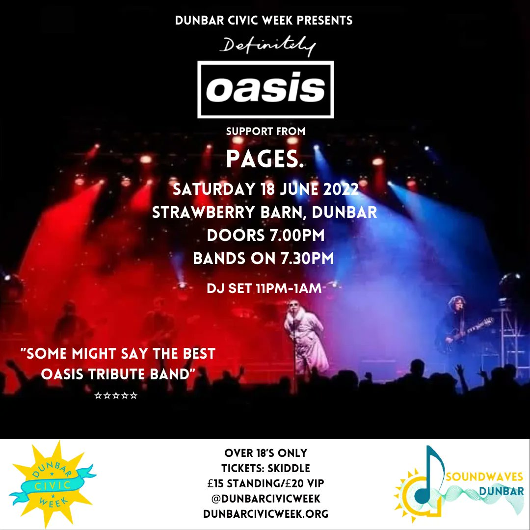 CivicWeekDunbar's tweet photo. Definitely Oasis are coming to #dunbar as part of #dunbarcivicweek  
The best #oasis #tributeband

Tickets at https://t.co/kmg7NJGpCA https://t.co/KcZgcpjcj8