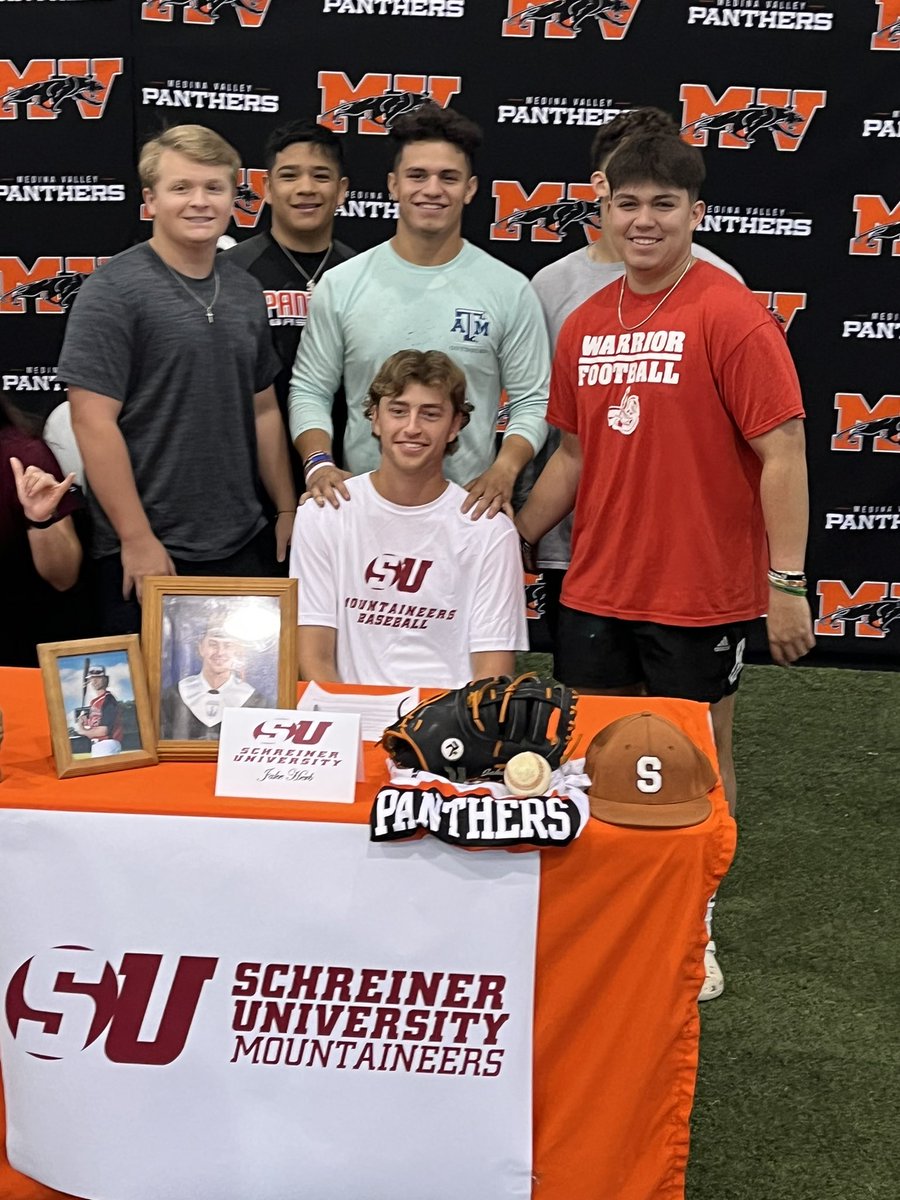 Official MV Baseball (@mvpnthrbaseball) on Twitter photo Congrats to Cristian Colon and <a href="/JakeHerb2022/">Jake Herb</a> for their college signings today. Cristian will join Oklahoma Wesleyan and Jake will join <a href="/SchreinerBSB/">Schreiner Baseball</a> Both have big things in their future!
<a href="/HighSchoolMV/">Medina Valley High School</a> <a href="/MVISD/">Medina Valley ISD</a> <a href="/PantherSportsMV/">MVISD Panther Athletics</a> <a href="/AthleticMedina/">Medina Valley Athletic Boosters</a> Congrats to Cristian Colon and <a href="/JakeHerb2022/">Jake Herb</a> for their college signings today. Cristian will join Oklahoma Wesleyan and Jake will join <a href="/SchreinerBSB/">Schreiner Baseball</a> Both have big things in their future!
<a href="/HighSchoolMV/">Medina Valley High School</a> <a href="/MVISD/">Medina Valley ISD</a> <a href="/PantherSportsMV/">MVISD Panther Athletics</a> <a href="/AthleticMedina/">Medina Valley Athletic Boosters</a>