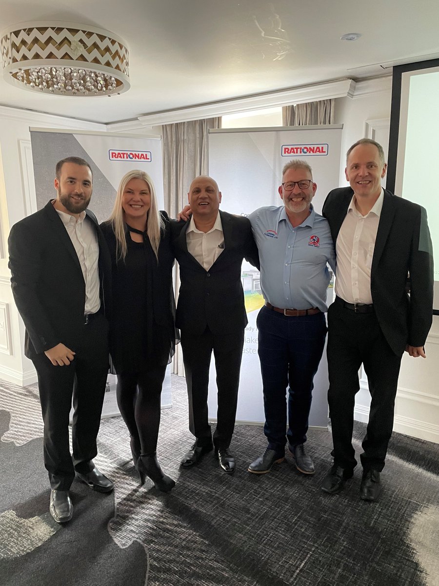 NCTL07's tweet photo. Great picture of Lisa and Dunc @NCTL07 with the guys @RATIONAL_AG at the Service Partner meeting. #Hoarcrosshallspahotel  #greatpartnership #lookfab🫦💄👠 https://t.co/TsBE0niRpv