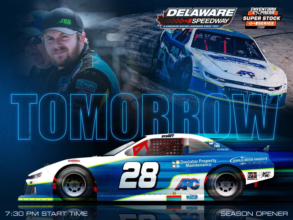 TOMORROW NIGHT!

After a very long winter of extremely hard work and a few days of pre-season testing, the <a href="/DouglasWinDoor/">DouglasWindowDoor</a>, <a href="/apcautoparts/">Auto Parts Centres</a>, <a href="/WIXFilters/">@WixFilters</a>, <a href="/BlackFlyBooze/">Black Fly Booze</a> #28 Super Stock is ready to go to battle!

➡️ Get your team apparel here: jrdmotorsports.ca