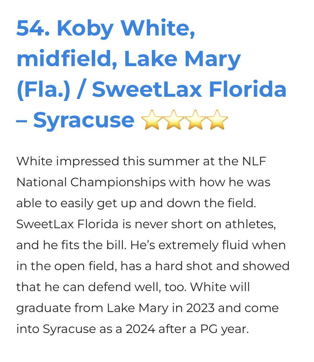 Congratulations to Koby White on being named a 4 Star NLF recruit! Koby’s poise and athleticism make him one of the most dangerous middies out there! Can’t wait to see you rip it up this summer!
