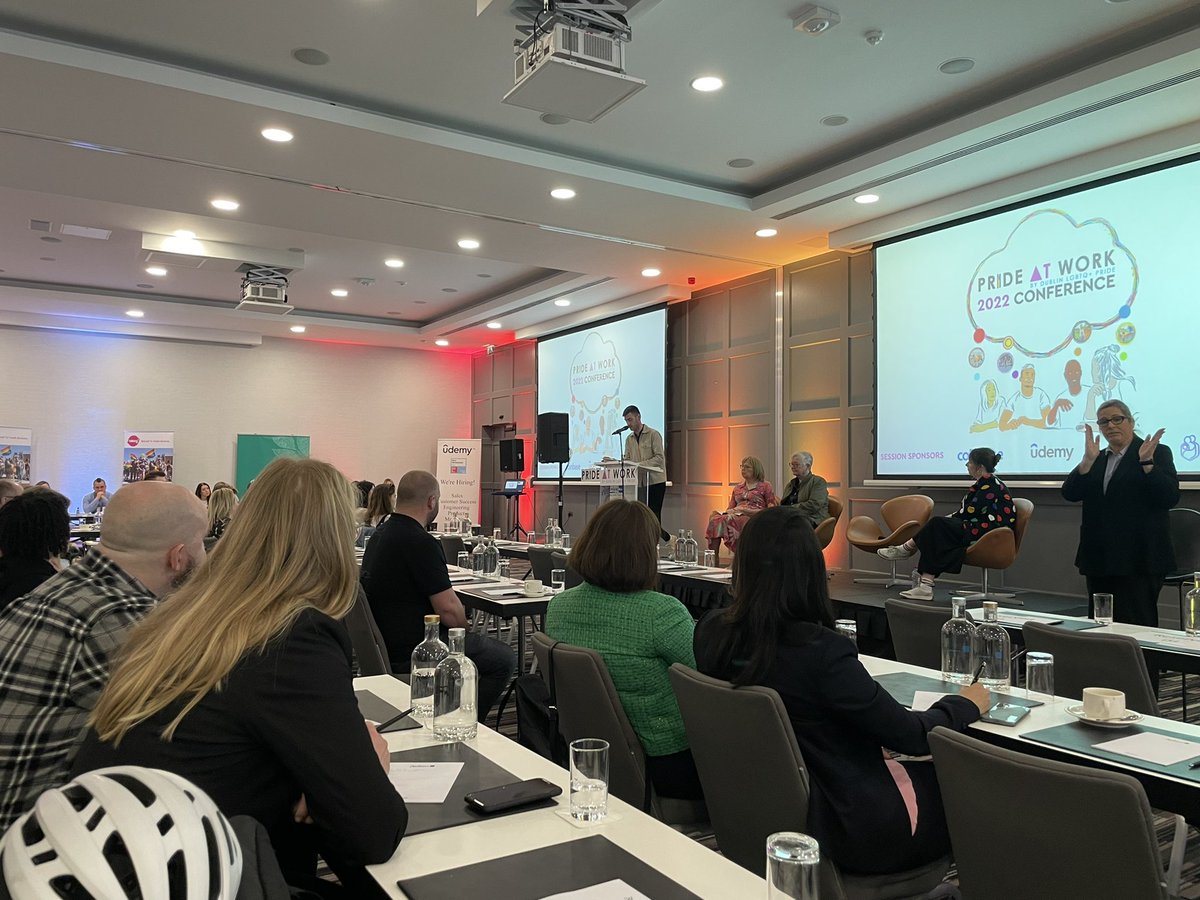 BritEmbDublin's tweet photo. Weโre at Day 1 of @DublinPrideโs #PrideAtWork2022 conference ๐ณ๏ธโ๐
Our team have enjoyed listening to academics, activists and businesses talk about #LGBTQ issues in Ireland ๐ฎ๐ช https://t.co/ifP61uNcx1