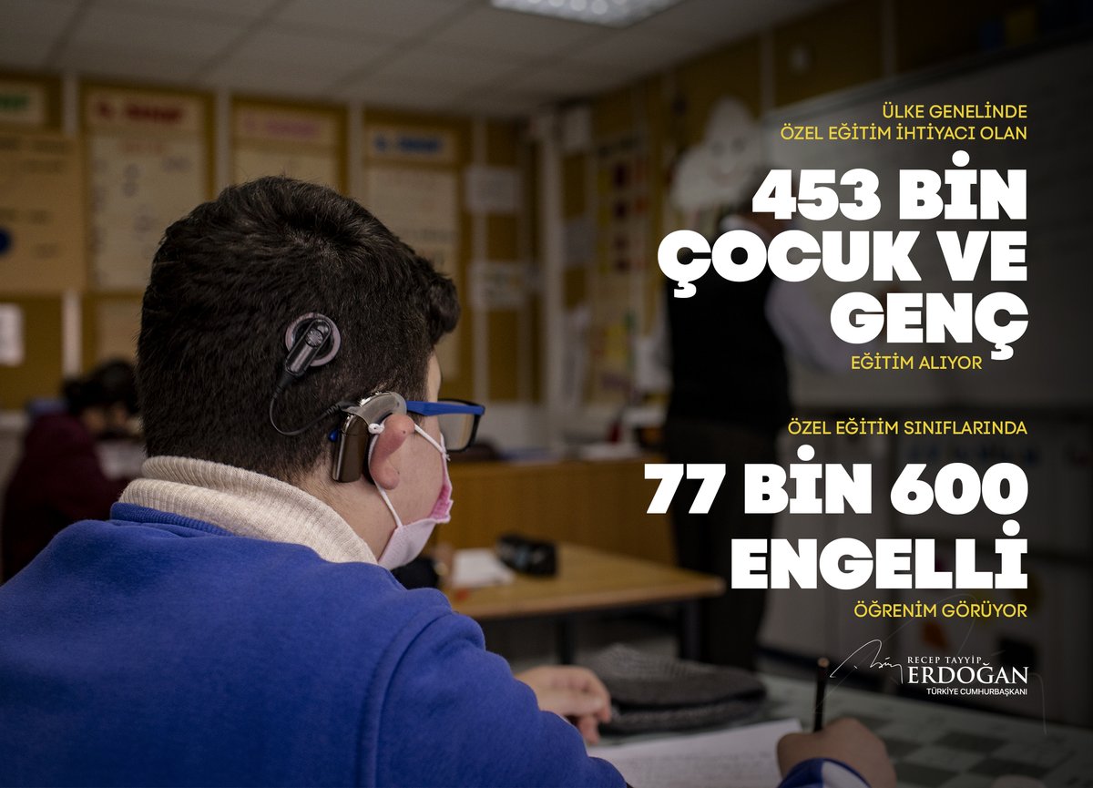 Sağlık problemi nedeniyle okula gidemeyen çocuklarımız için evleri, hastaneleri birer okula dönüştürüyoruz.

Ülke genelinde toplam 453 bin özel eğitim ihtiyacı olan çocuk ve gencimize eğitim veriyoruz.