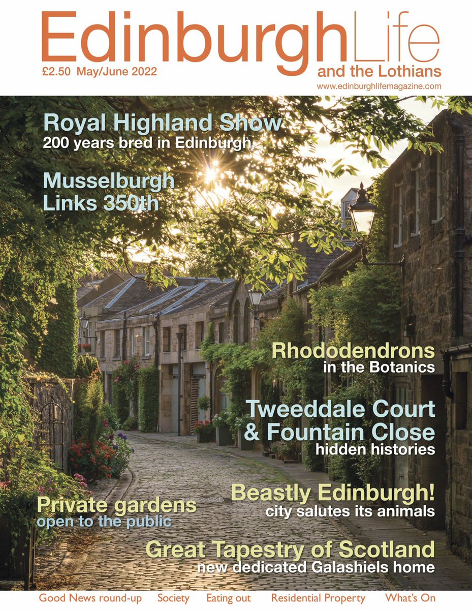 The May/June issue features <a href="/ScotlandRHShow/">Royal Highland Show</a> <a href="/MusselburghGC/">Musselburgh Golf Club</a> <a href="/BritishRedCross/">British Red Cross 🧡</a> <a href="/TheBotanics/">Royal Botanic Garden Edinburgh</a> <a href="/GreatTapestrySc/">The Great Tapestry of Scotland</a> <a href="/scotgardens/">Scotgardens</a> <a href="/banks_chef/">ChefDeanBanks</a> <a href="/Aizle_Edinburgh/">Aizle Edinburgh</a> <a href="/RamsayCornish/">Ramsay Cornish</a> <a href="/ElsieInglis/">Elsie Inglis</a> and more! Lovely cover of Circus Lane in Stockbridge by <a href="/EdinPhotoWalks/">EdinburghPhotoWalks</a>