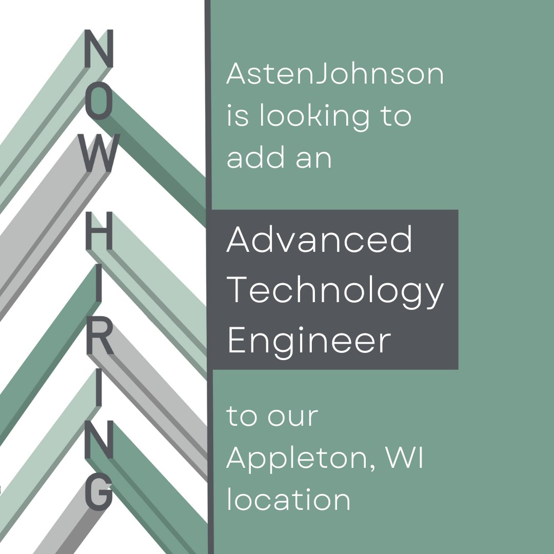 _AstenJohnson_'s tweet photo. Our Appleton, WI location is looking for an Advanced Technology Engineer. This role will support and drive the site execution of the AstenJohnson Digital Transformation Team's digital manufacturing strategies. Learn more: https://t.co/P00PIGWOXY
#NowHiring #AppletonWIJobs https://t.co/ktT7cEbYbm