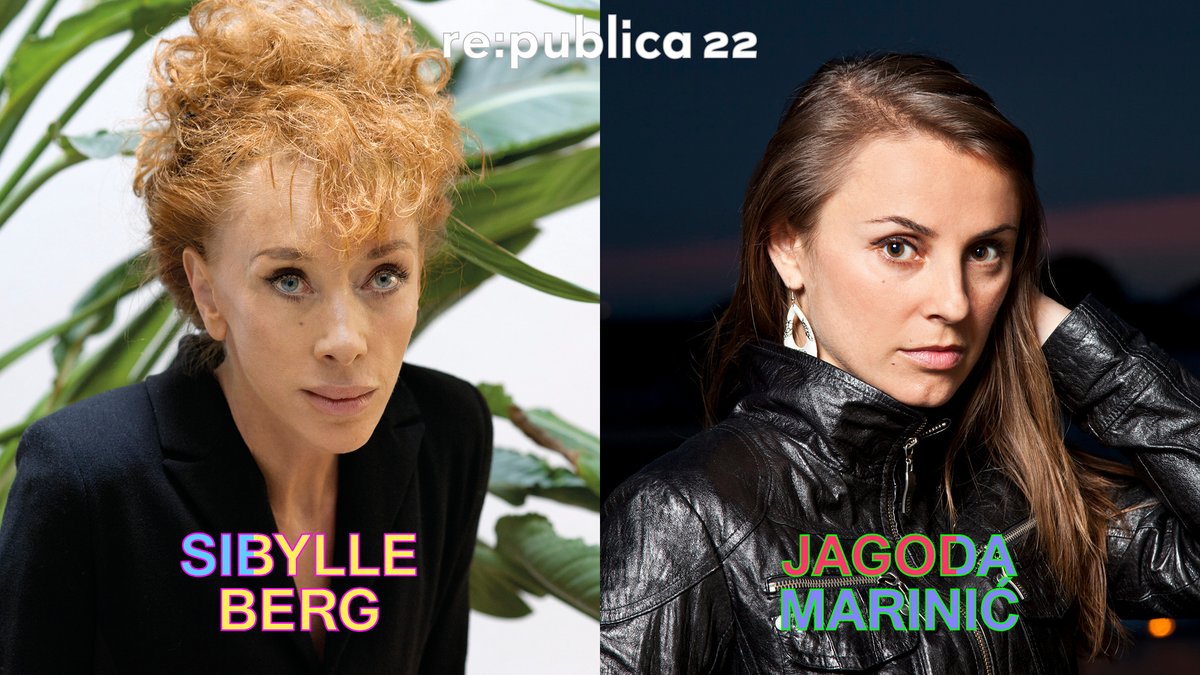 Porträtfotos der beiden #rp22-Sprecherinnen Sibylle Berg (links) und Jagoda Marinić (rechts). Fotos: Katharina Lütscher (Sibylle Berg), crisbeltran.com (Jagoda Marinić) 