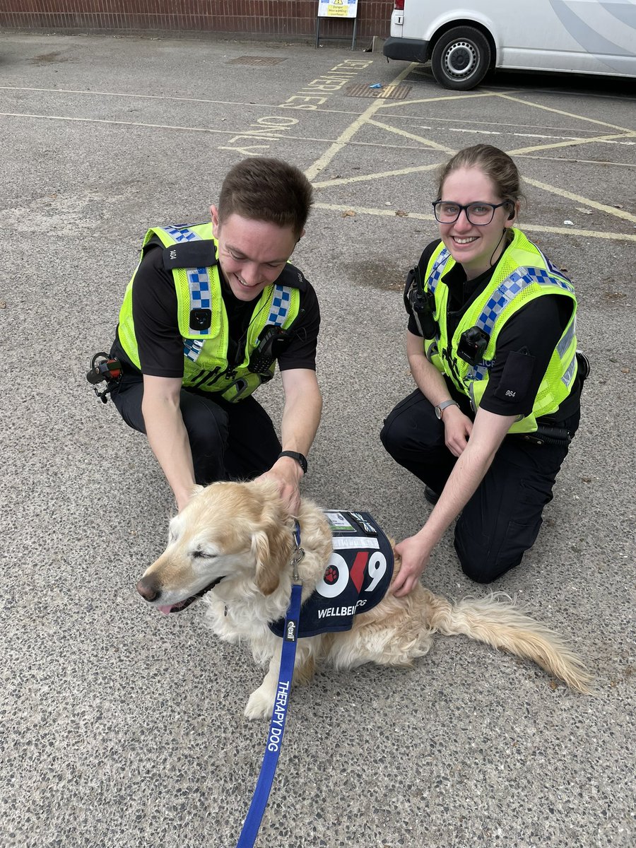 WD_Whispa's tweet photo. A busy morning at York Police Station for Whispa, now for an afternoon meeting the crews at Huntington Fire Station #wellbeingawarenessweek @NorthYorksFire @CCNYP @OscarKiloNine @fire_huntington https://t.co/VUlHcPXuoo