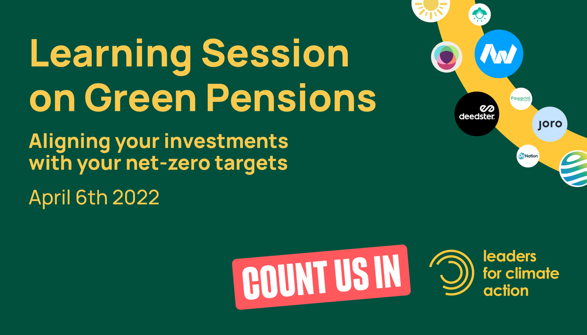 Leaders4CA's tweet photo. Green pensions can really shift the needle in the Climate Crisis 🌱

Together with @CountUsInSOCIAL and @MMMoneyMatter,  we discussed the impact of sustainable investments.
Check our new article to find out more: https://t.co/VcPhiCQ49X

#CountUsInEmployees https://t.co/XUeC9i3rva