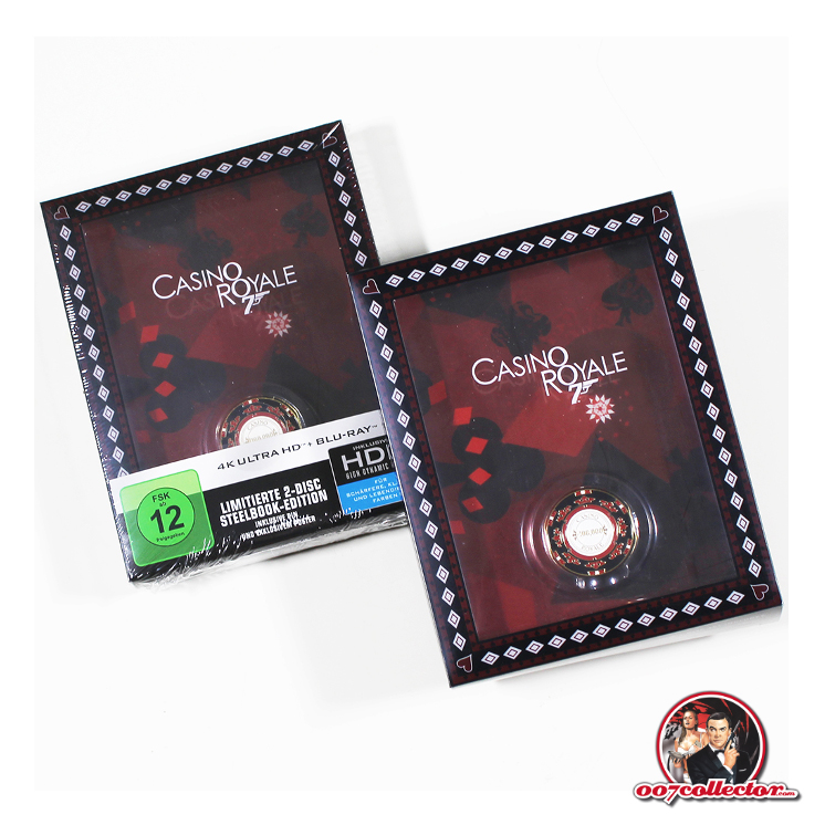 007collector's tweet photo. James Bond ‘Casino Royale’ 4K Ultra HD + Blu-Ray steelbook by Titans Of Cult England. German limited edition comes with poker chip pin &amp; poster 

Find out more https://t.co/e6UXIi6cBX

#jamesbond #danielcraig #jamesbondfilm #casinoroyale #titansofcult #4kultrahd #007collector https://t.co/BJLOOLOMIO