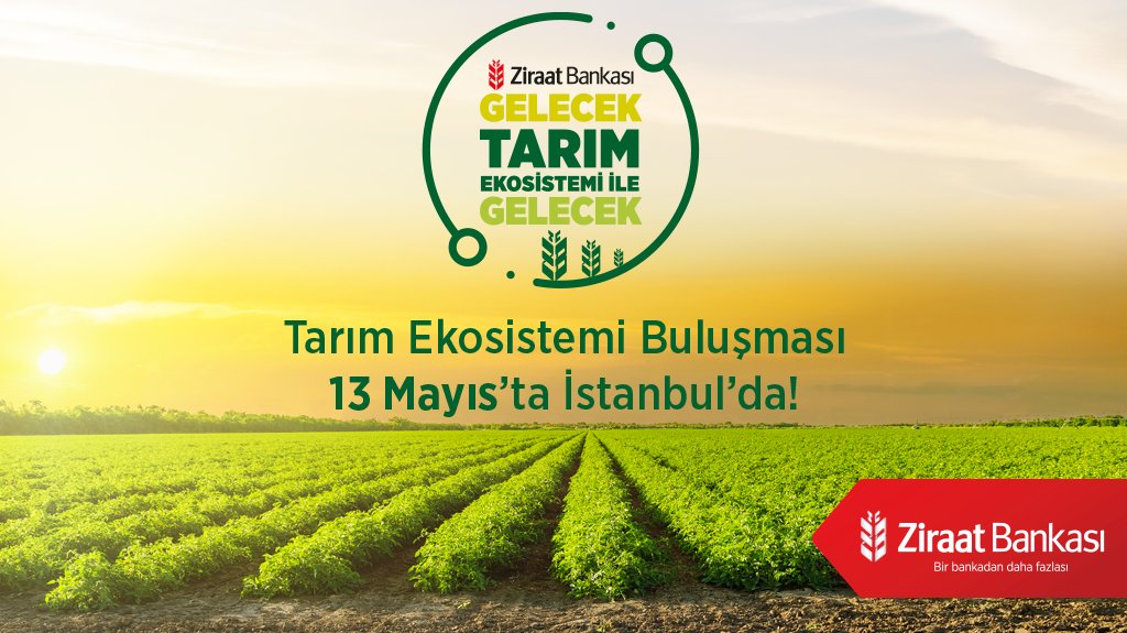 “Ziraat Bankası Tarım Ekosistemi Buluşması”, tüm sektör paydaşlarının katılımlarıyla 13 Mayıs 2022 tarihinde gerçekleştirilecektir. 
Programımızı Ziraat Bankası YouTube kanalımızdan canlı izleyebilirsiniz: youtube.com/watch?v=3Hcc-Y… #ZiraatBankası #BirBankadanDahaFazlası