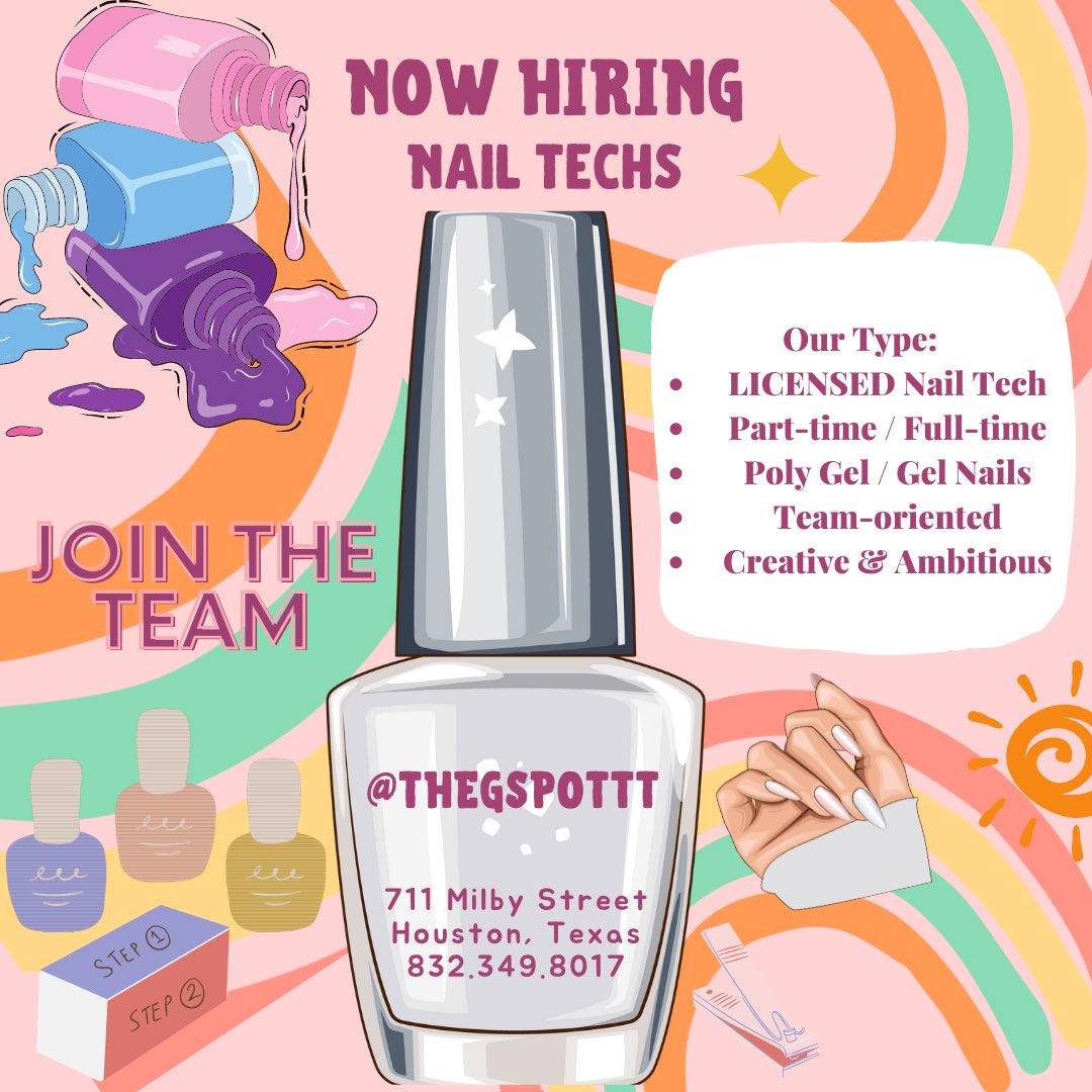gabssterrr's tweet photo. #houstonnailtech #nailtechforhire #nailtechjobs #jobsinhouston https://t.co/xcgXrzBais