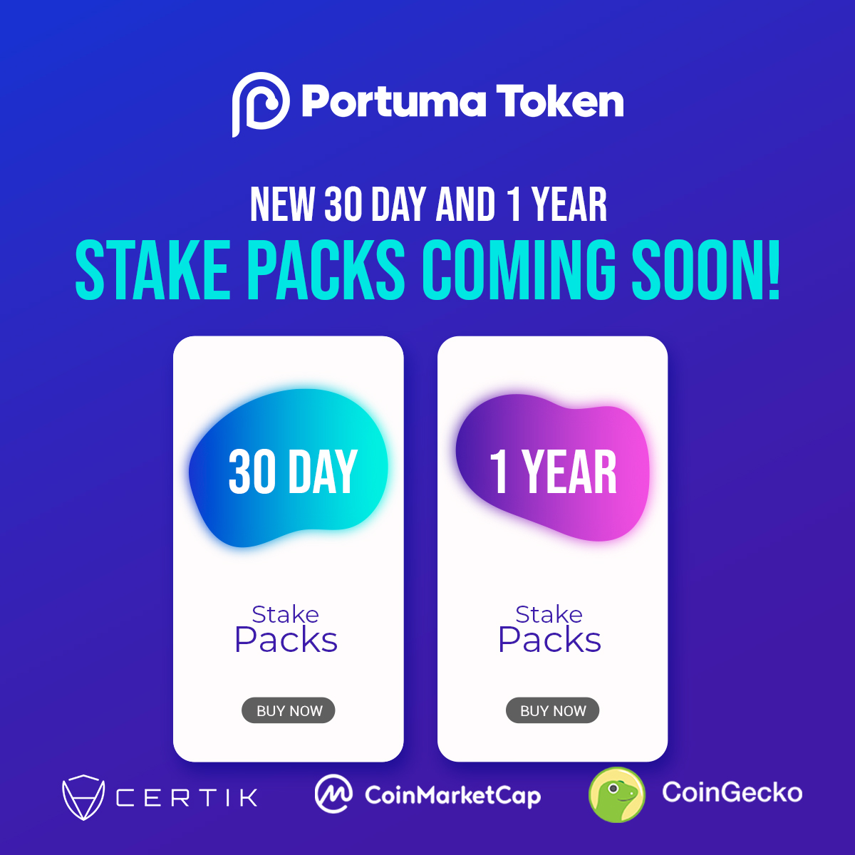 portumatoken's tweet photo. 30 day and 1 year stake packs will be live soon! Stay tuned with us.🚀

#portumatoken #portuma #PlayToEarn https://t.co/15vrlmNfKk