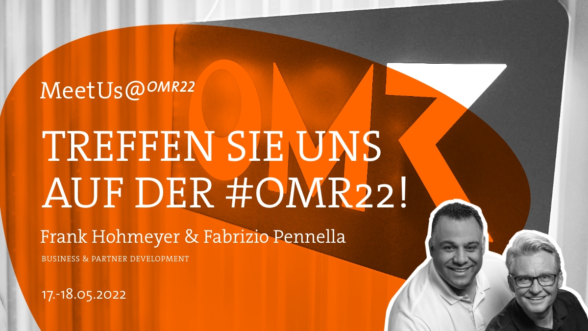 Nächste Woche startet die #OMR22 - Wir sind dabei!
Wir stellen Ihnen unsere Technologiepartner vor und beantworten Ihre wichtigsten Fragen rund um die digitale Transformation.
Sichern Sie sich jetzt einen Termin bei unseren beiden Experten, die Links dazu sind in den Kommentaren!