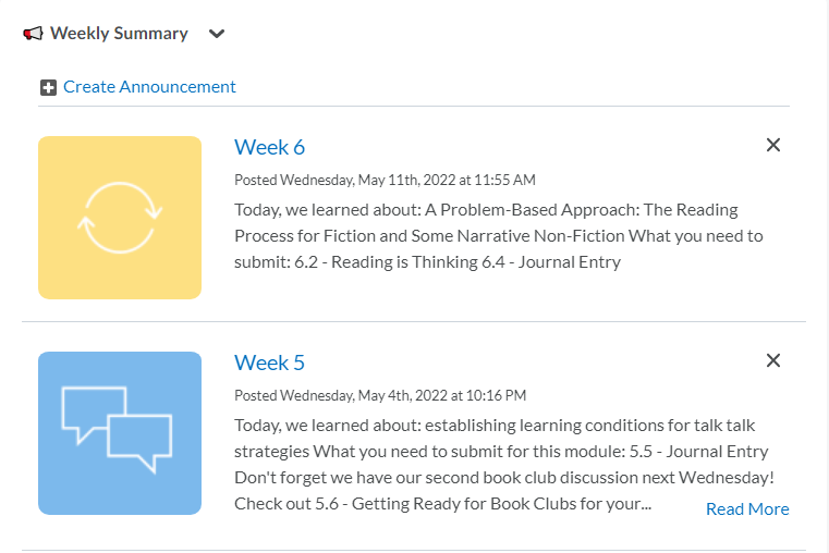 GJaneteas's tweet photo. I love using the Slim Announcements widget in #Brightspace to provide recaps and quick reminders without overwhelming students with too much information on the homepage.
Students can see the full message when they click on the headline/title of the announcement. #tdsb #htdll https://t.co/6gyajJe3UC
