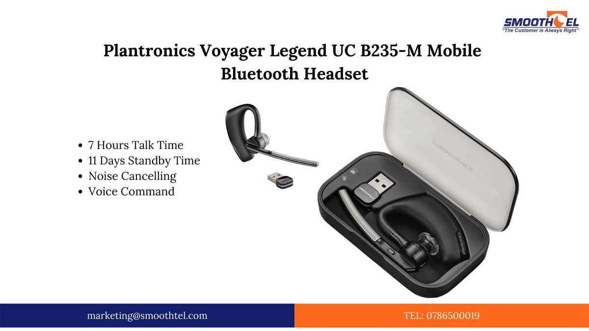 Smoothtel's tweet photo. The Plantronics Voyager Legend UC B235-M is the only UC headset you need for everywhere you work.
#work #plantronics #b235 #smoothtel
Munya Fuliza Mount Kenya https://t.co/7cqlSICj3r
