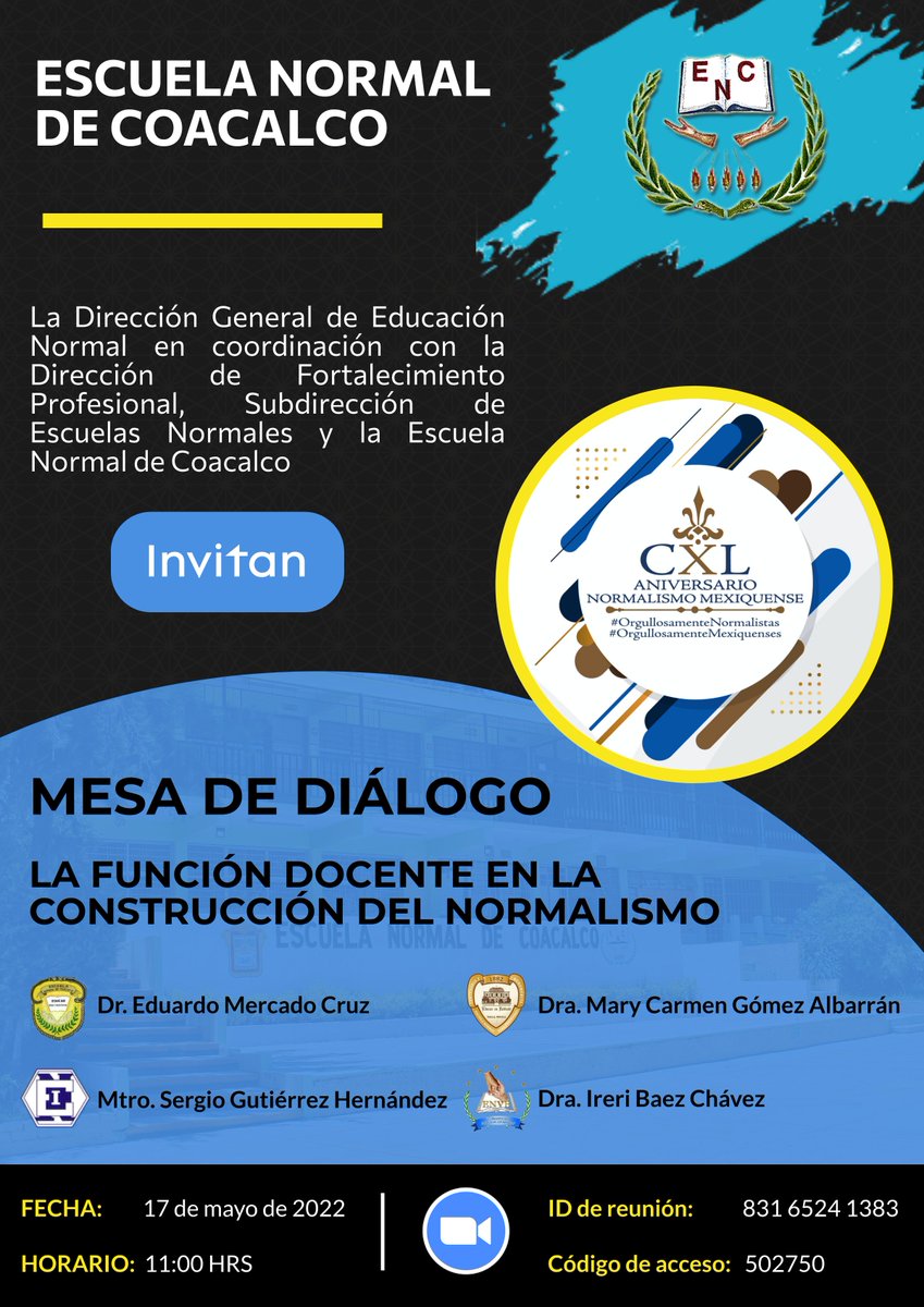 NormalCoacalco's tweet photo. Mesa de diálogo: La Función del Docente en la Construcción del Normalismo https://t.co/2TLnn4xIcr