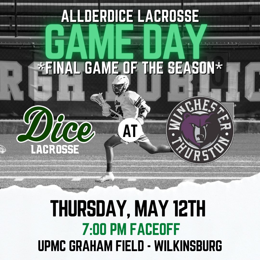 TONIGHT: Come out and support your Dragons in their final game of the season against Winchester-Thurston! Faceoff is at 7pm at UPMC Graham Field in Wilkinsburg. #RollDice #SetTheStandard
