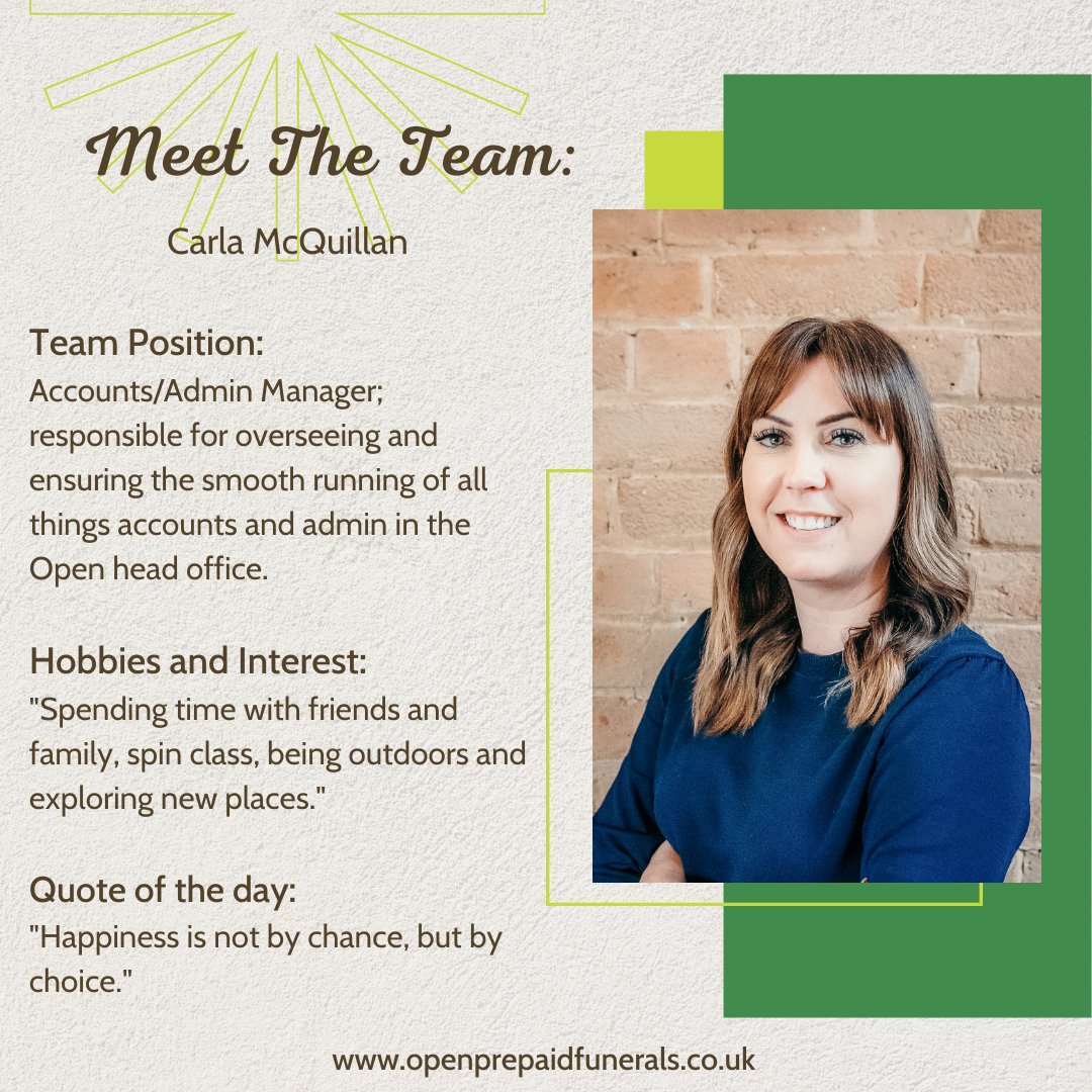 Next up on meet the team we have Carla!

Carla loves spending time with friends and family, spin class, being outdoors and exploring new places.

Chances are, if you've called Open for anything accounts related you've spoken to Carla already!

#openbynameopenbynature
